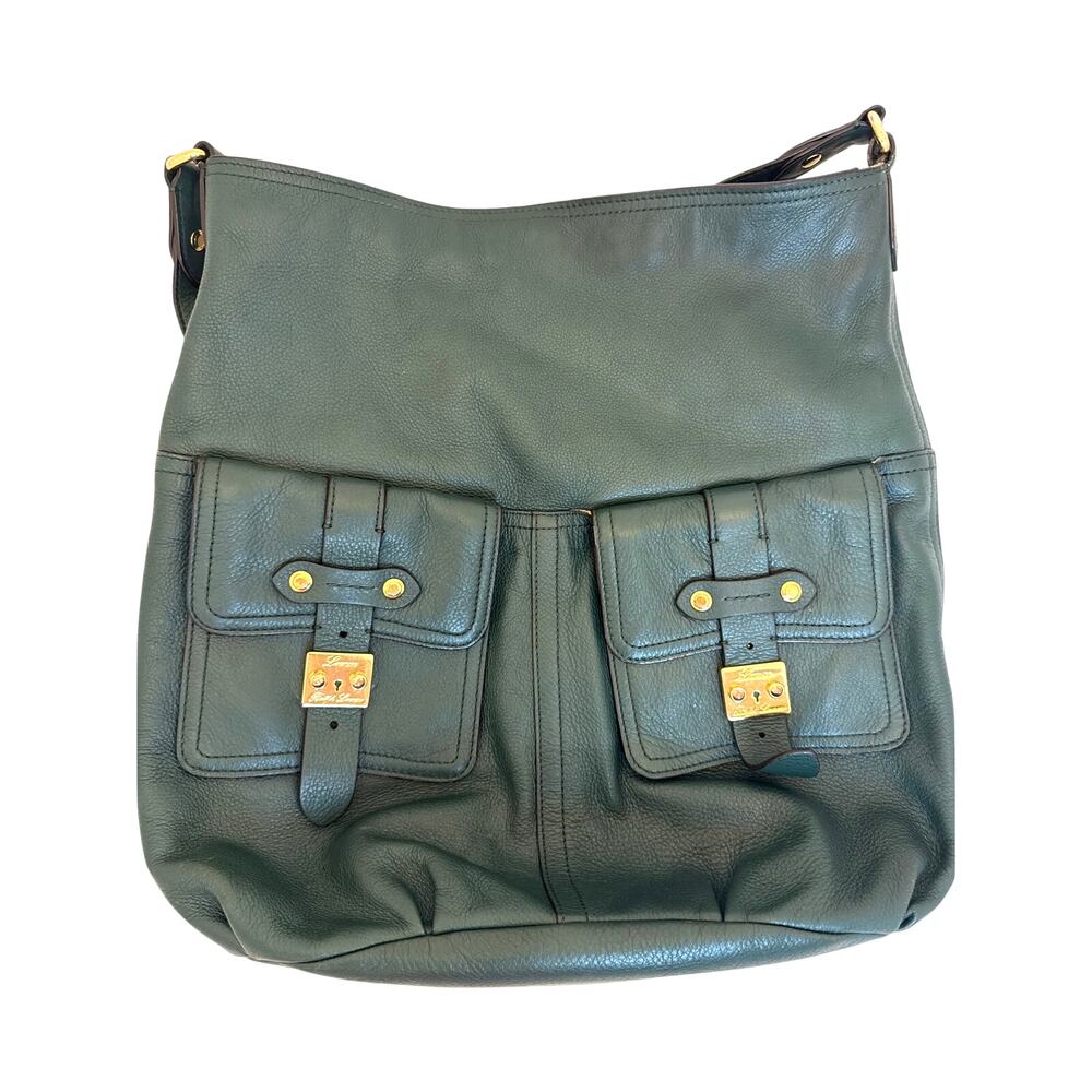 Lauren Ralph Lauren Green Pebbled Leather Cargo Pocket Hobo Shoulder Bag - Picture 3 of 8